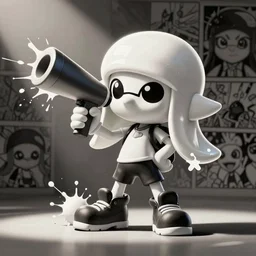 inkling with splattershot, splatoon, comic art, anime art