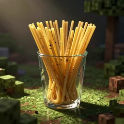 A cup of spaghetti in minecraft