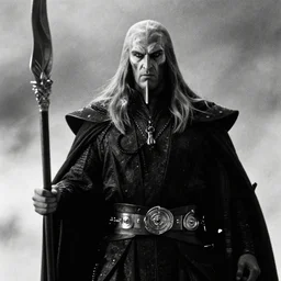 the dark lord sauron, in the style of akira kurosawa, cinema, sharp focus, black and white, film grain, photographic