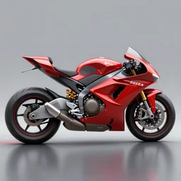 drawing of next Gen  prototype concept innovative award winning red motorcycle, American engineering,  back to the future style, 3d,  photorealism