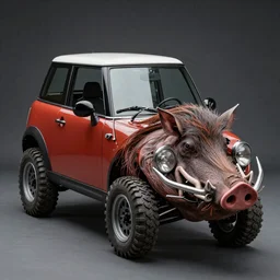 a cross between a mini-cooper and an a10 warthog, 8k, octane, masterpiece
