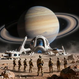 discovering of the ninth anomaly in the xanthe region of saturn by a recon squad in the process of their colonization campaign, massive futuristic architecture, artstation, octane render,