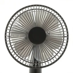 scandinavian desk fan, high detail macro photography, isolated on a pure white background, centered, entire object in frame, sharp focus, soft studio lighting