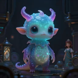 one singular portrait of a cute bioluminescent creature, pulp scifi, highly detailed, digital painting, moody cinematic lighting, hyperrealism, dark retrowave, art by stanley lau and artgerm and magali villeneuve and alphonse mucha, artstation, octane render, cgsociety