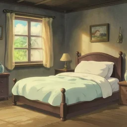 bedroom in studio ghibli, anime style