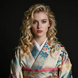 stunning, breathtaking, awe - inspiring award - winning portrait of an attractive young white woman with wavy blonde hair, wearing a colorful yukata, extremely moody lighting, intricate, 8 k
