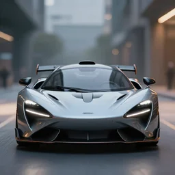 soft bokeh front shot photo of a mclaren scifi concept car, cinematic, fine details, symmetrical, 4 k, digital art, wallpaper