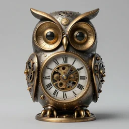 an owl shaped steampunk mechanical clock