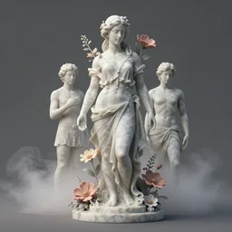 a marble statue made of flowers made of mist, Andrew Ferez, Charlie Bowater, Marco Mazzoni, Seb McKinnon, Ryohei Hase, trending on cgsociety, featured on zbrush central, new sculpture, mystical