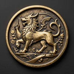 a celestial griffin token, full body, in a rounded frame