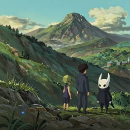 side view mountainside landscape, studio ghibli, pixar and disney animation, sharp, rendered in unreal engine 5, highly detailed, digital painting, artstation, concept art, smooth, sharp focus, illustration, wide angle, artbook, wallpaper, splash art, hollow knight, promo art, dramatic lighting, art by artgerm and greg rutkowski and bo chen and jin xiaodi