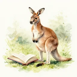watercolor sketch of a story book kangaroo