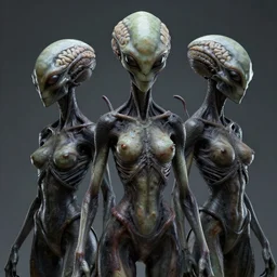 aliens brainsuckers war with kali goddess, perfect faces, fine details, studio lighting, subtle shadows, art by katsuya terada, photorealism, hyper realism, octane render, hyper detailed, canon eos r 3, f / 1. 4, iso 2 0 0, 1 / 1 6 0 s, medium shot, 8 k, raw, unedited, in - frame,
