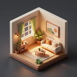 isometric 3D blender cute miniature room