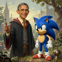Harry Potter Obama Sonic the Hedgehog 10, painted by Ernst Haeckel, 8K