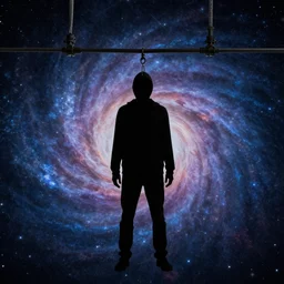 hanged man. the universe as a background.