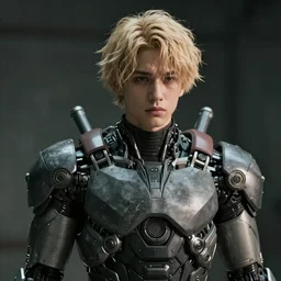 portrair of a man by ayami kojima, he is about 2 0 years old, ethnically ambiguous, messy blonde hair, tall and stocky, sad look, wearing some kind of biomechanical suit, sharp focus, cinematic lighting, artstation hq.