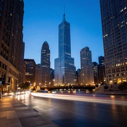 a long exposure shot of Chicago, abstract