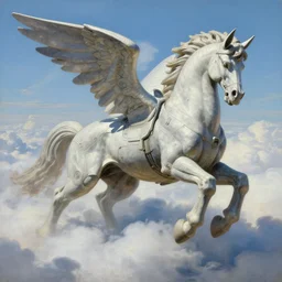 a giant statue pegasus mecha, in the clouds, accurate anatomy, tim hildebrandt, wayne barlowe, bruce pennington, donato giancola, trending on artstation, cinematic composition, beautiful lighting, hyper detailed, 8 k, oil on canvas
