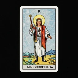 Ian Goodfellow on a tarot card tarot major arcana
