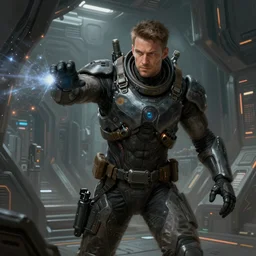 scifi art by Greg Rutkowski, a man wearing a futuristic tactical gear, activating the ship's self-destruct sequence, claustrophobic and futuristic environment, detailed and intricate environment, high technology, highly detailed portrait, digital painting, artstation, concept art, smooth, sharp foccus ilustration, Artstation HQ.