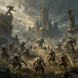 mmo mobs, digital art, fantasy apocalypse, 4 k,