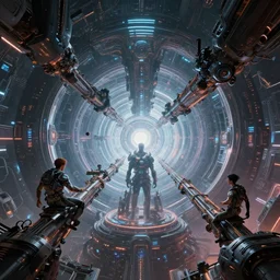 the most amazing dream you ever had about singularity transhumance portal, hyper realistic, concept art, intricate, hyper detailed, smooth, high contrast, neon, volumetric lighting, octane, raytrace, greg rutkowski, huifeng huang artgerm, beeple, jim lee, moebius