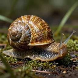 snails in their shell by Hamid Savkuev, close-up, botanical illustration