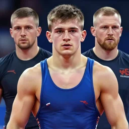 portrait of a handsome young wrestler, art by denys tsiperko and bogdan rezunenko and franz xaver kosler, hyperrealism