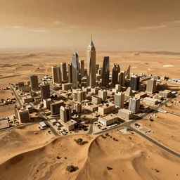 a massive cityscape in the desert of mars