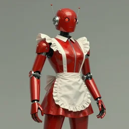 adventurer ( ( ( ( ( 1 9 5 0 s retro future robot android robot maid. muted colors. ) ) ) ) ) by jean baptiste monge!!!!!!!!!!!!!!!!!!!!!!!!! chrome red