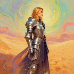side portrait, imogen poots, paladin, gloomhaven, fantasy armor, colorful swirly ripples, gaudy colors, soft, luminescent, organic matte painting, dune, by greg manchess, huang guangjian, greg rutkowski, jesper ejsing, magali villeneuve, artgerm, ilya kuvshinov