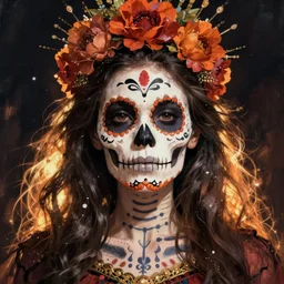 Illustration of a sugar skull day of the dead girl, art by robert kirkman