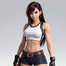 high quality art of tifa lockhart with muscled abs, trending on artstation