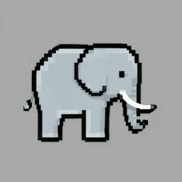 an ultra pixelated elephant logo, 5 1 2 x 5 1 2 pixels.