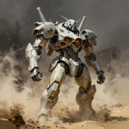 mecha in a sandstorm by Frank Frazetta