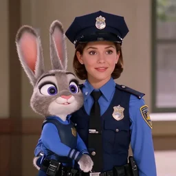 a young policewoman who looks exactly like Judy Hopps, film still from Police Academy (1984)