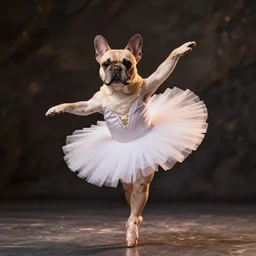 A French Bulldog ballet dancer