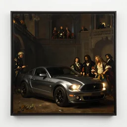 p 5 1 mustang strong light, clair obscur, by caravaggio, by diego velazquez, by jean honore fragonard, by peter paul rubbens, by bouguereau, by gaston bussiere, craig mullins