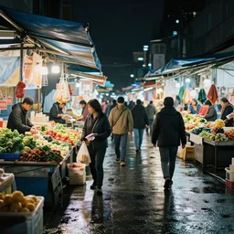 an asian wet market at night, by greg rutkowski