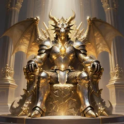 dragon on the throne in the majestic throne room, great horns, armored, luminous scene, by luis royo, d & d character, highly detailed portrait, digital painting, artstation, concept art, smooth, sharp focus illustration, artstation hq