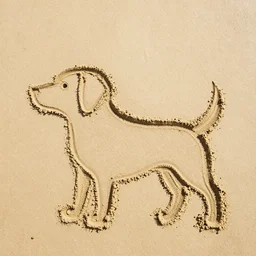 dog made out of sand in the shape of a emma watson