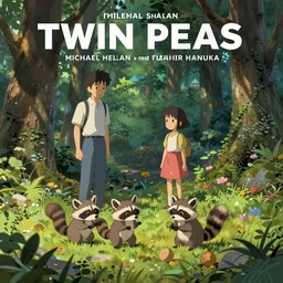 Twin Peaks poster artwork by Michael Whelan and Tomer Hanuka, Rendering of a few cute raccoons playing in a fairytale forest, by Makoto Shinkai and thomas kinkade, Matte painting, trending on artstation and unreal engine