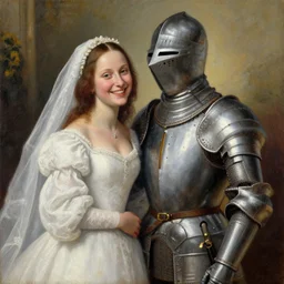 Wedding of  a Knight and His Lady, Acrylic Painting, realism, happiness, by Leonardo da Vinci, detailed