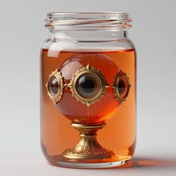 3 d ocular globe in a jar full of sem - transparent orange / red liquid midsommar style, victorian style, intricate, elegant!! highly detailed. octane render, excellent composition, by wlop, tooth wu, greg rutkowski, beeple