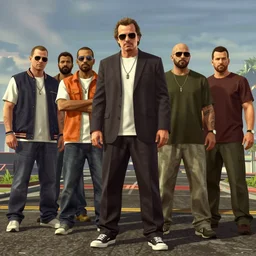samuel l jackson. group shot. gta 5 art style