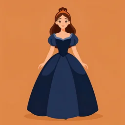 modern vector art illustration of a fairy tale princess in navy and burnt orange hues