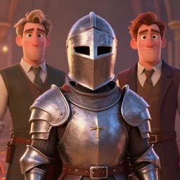 Lofi portrait with medieval armor and open helmet, Pixar style by Joe Fenton and Stanley Artgerm and Tom Bagshaw and Tim Burton