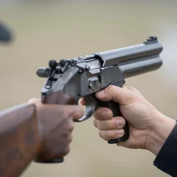 a gun shooting a gun, 4k, photorealistic, close up