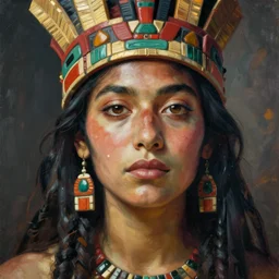 beauty aztec inca woman portrait by repin hyperrealism expressive eyes